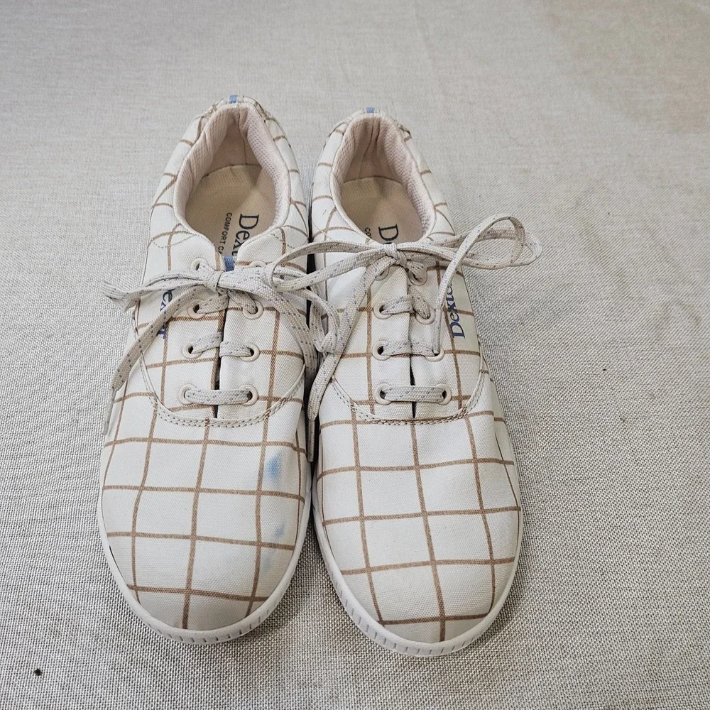 Dexter Kerrie Bowling Shoes Womens 9.5M Cream Brown Plaid Canvas DW0000635